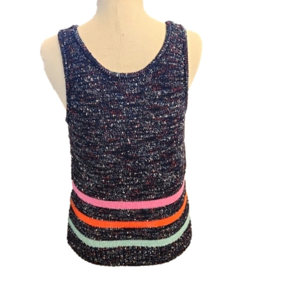 Womens Lou & Grey for LOFT blue spotted colorful stripe sweater tank size Large - Picture 9 of 15